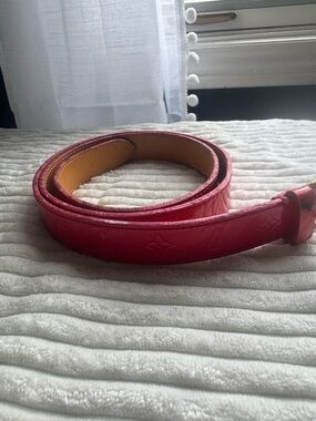Louis Vuitton Brown Leather Belt with Red Edge